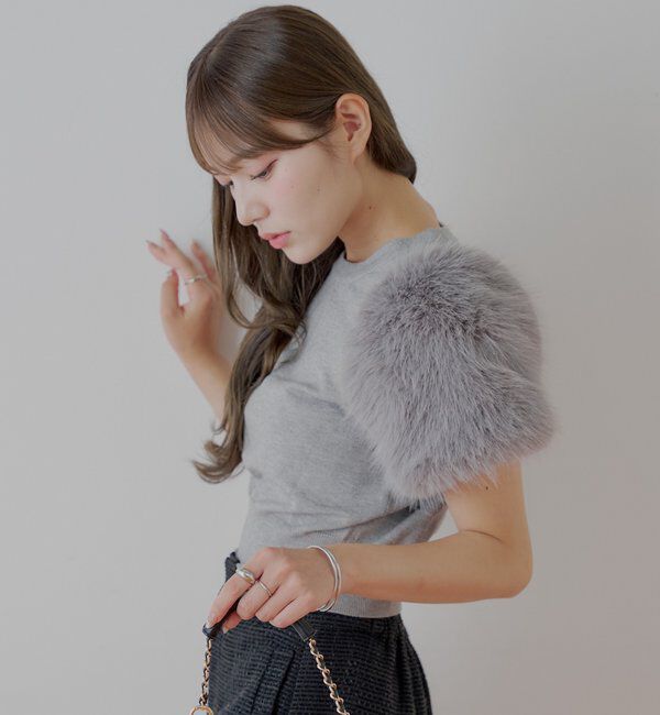  「袖ファー付パフニット」|ニット・セーター|