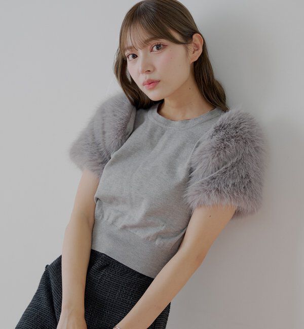  「袖ファー付パフニット」|ニット・セーター|