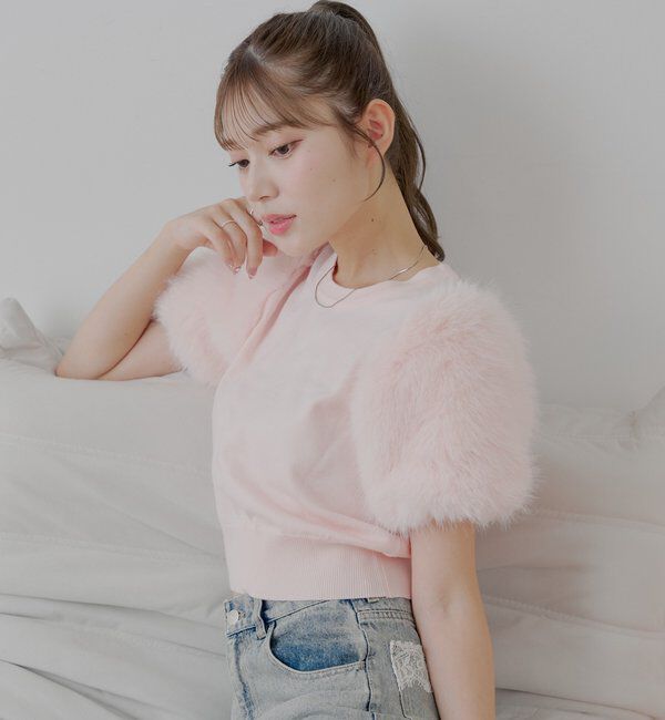  「袖ファー付パフニット」|ニット・セーター|