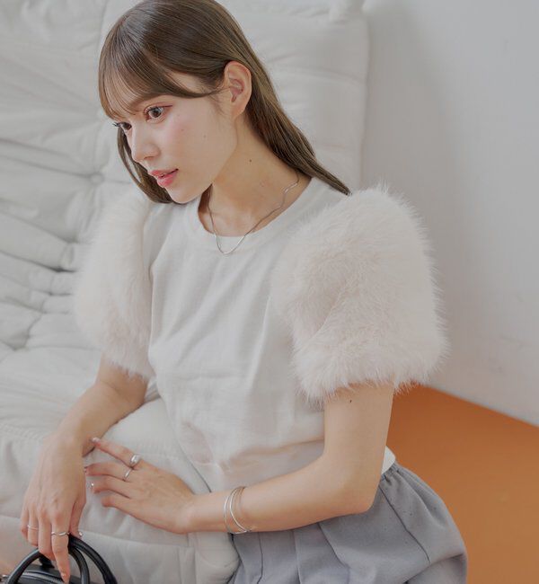  「袖ファー付パフニット」|ニット・セーター|
