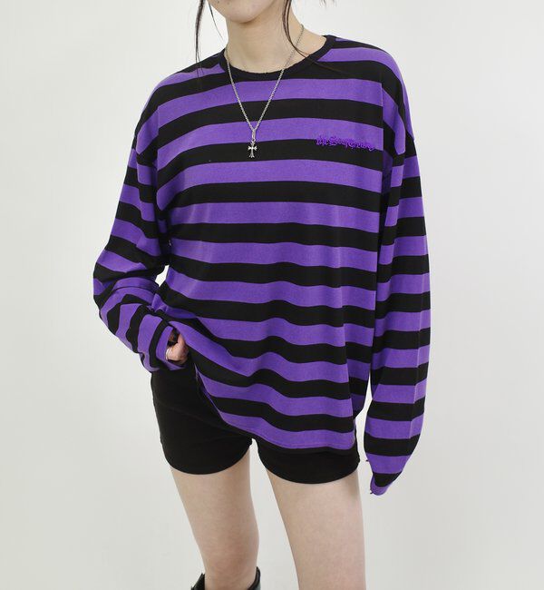  「【Sourcream/サワークリーム】ボーダーロンTEE」|Tシャツ・カットソー|パープル