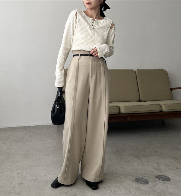  「ベルトSETセンタータックパンツ」|チノ|