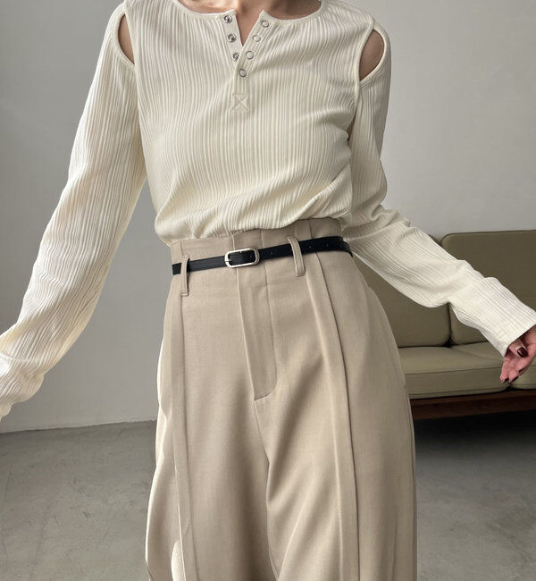  「ベルトSETセンタータックパンツ」|チノ|