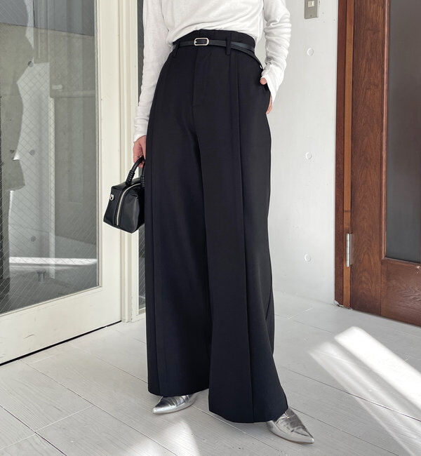  「ベルトSETセンタータックパンツ」|チノ|ブラック