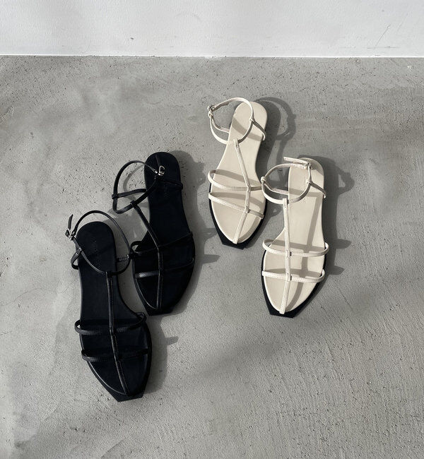  「Tストラップフラットサンダル」|サンダル|