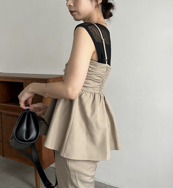  「【着回し力抜群！セットアイテム】パンツSETペプラムキャミ」|その他|