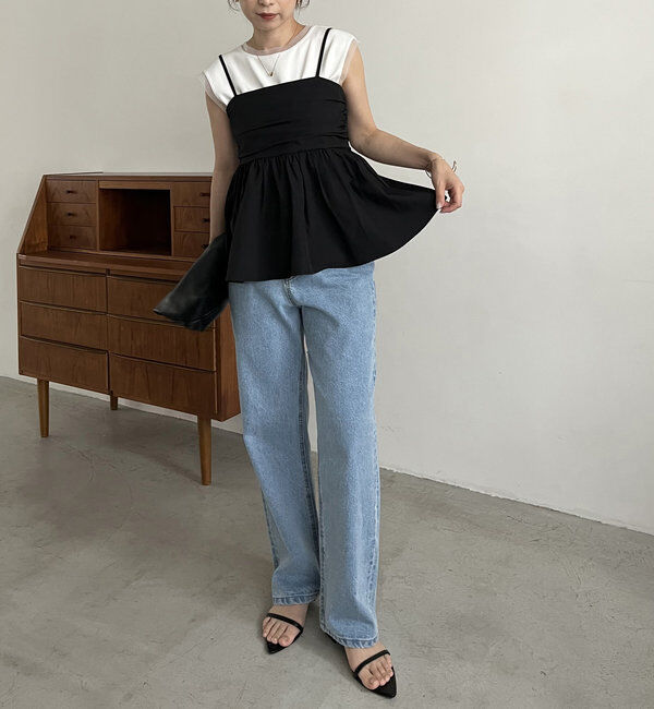  「【着回し力抜群！セットアイテム】パンツSETペプラムキャミ」|その他|