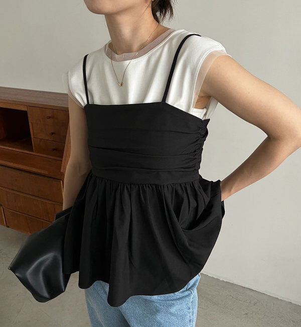  「【着回し力抜群！セットアイテム】パンツSETペプラムキャミ」|その他|