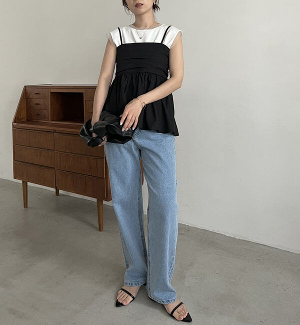  「【着回し力抜群！セットアイテム】パンツSETペプラムキャミ」|その他|