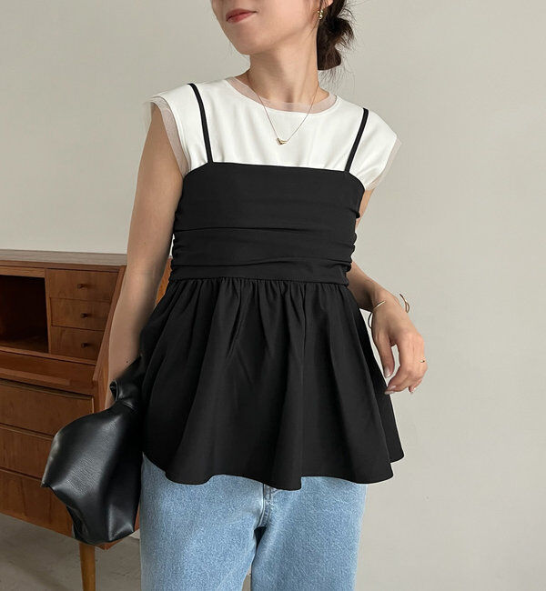  「【着回し力抜群！セットアイテム】パンツSETペプラムキャミ」|その他|