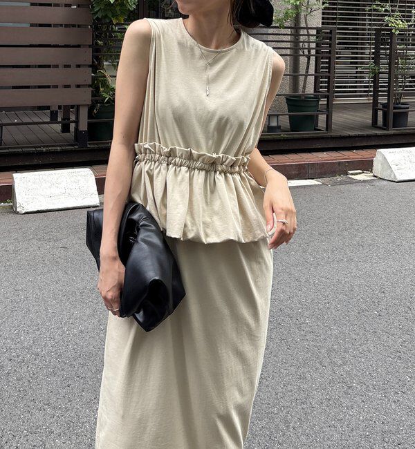  「【低身長サイズあり】バルーンペプラムワンピース」|ワンピース|ベージュ