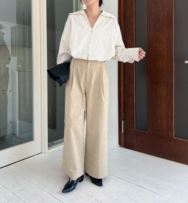  「Vネックストライプショートシャツ」|シャツ・ブラウス|