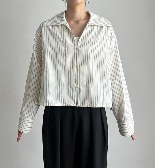  「Vネックストライプショートシャツ」|シャツ・ブラウス|