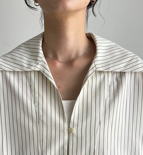  「Vネックストライプショートシャツ」|シャツ・ブラウス|