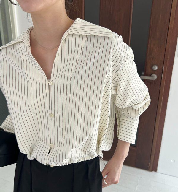  「Vネックストライプショートシャツ」|シャツ・ブラウス|