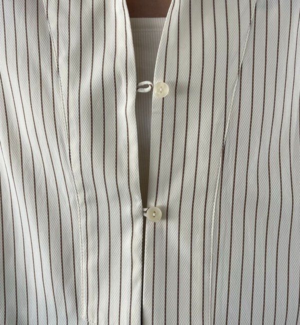  「Vネックストライプショートシャツ」|シャツ・ブラウス|