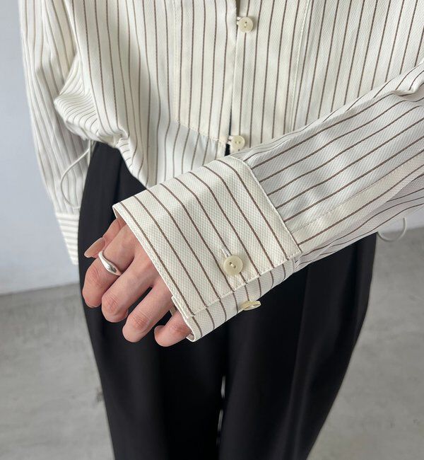  「Vネックストライプショートシャツ」|シャツ・ブラウス|