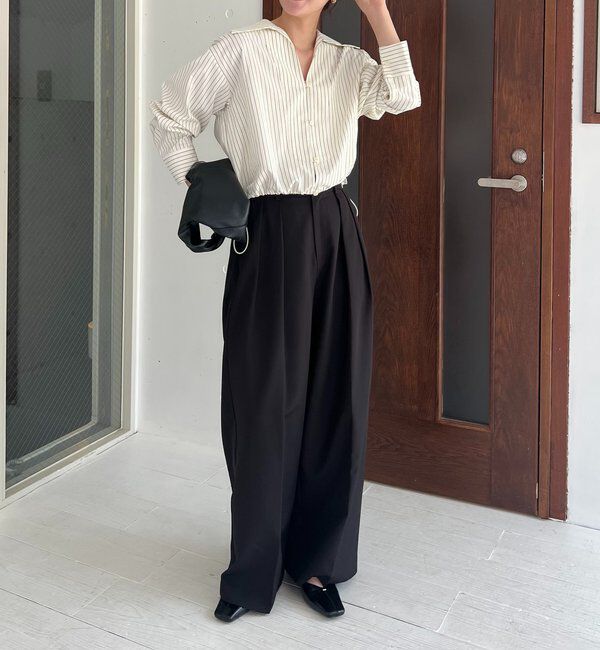  「Vネックストライプショートシャツ」|シャツ・ブラウス|