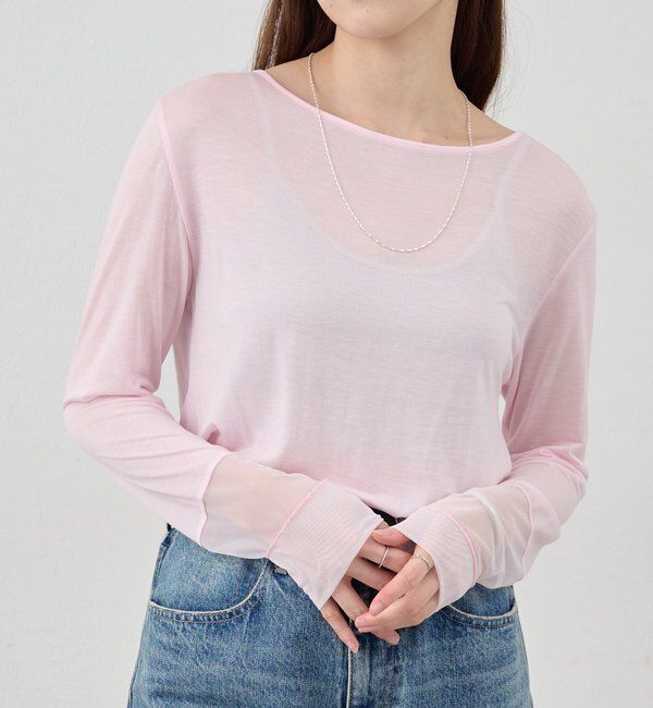  「【1枚でもレイヤードでも〇】袖シアーカットソー」|Tシャツ・カットソー|ピンク