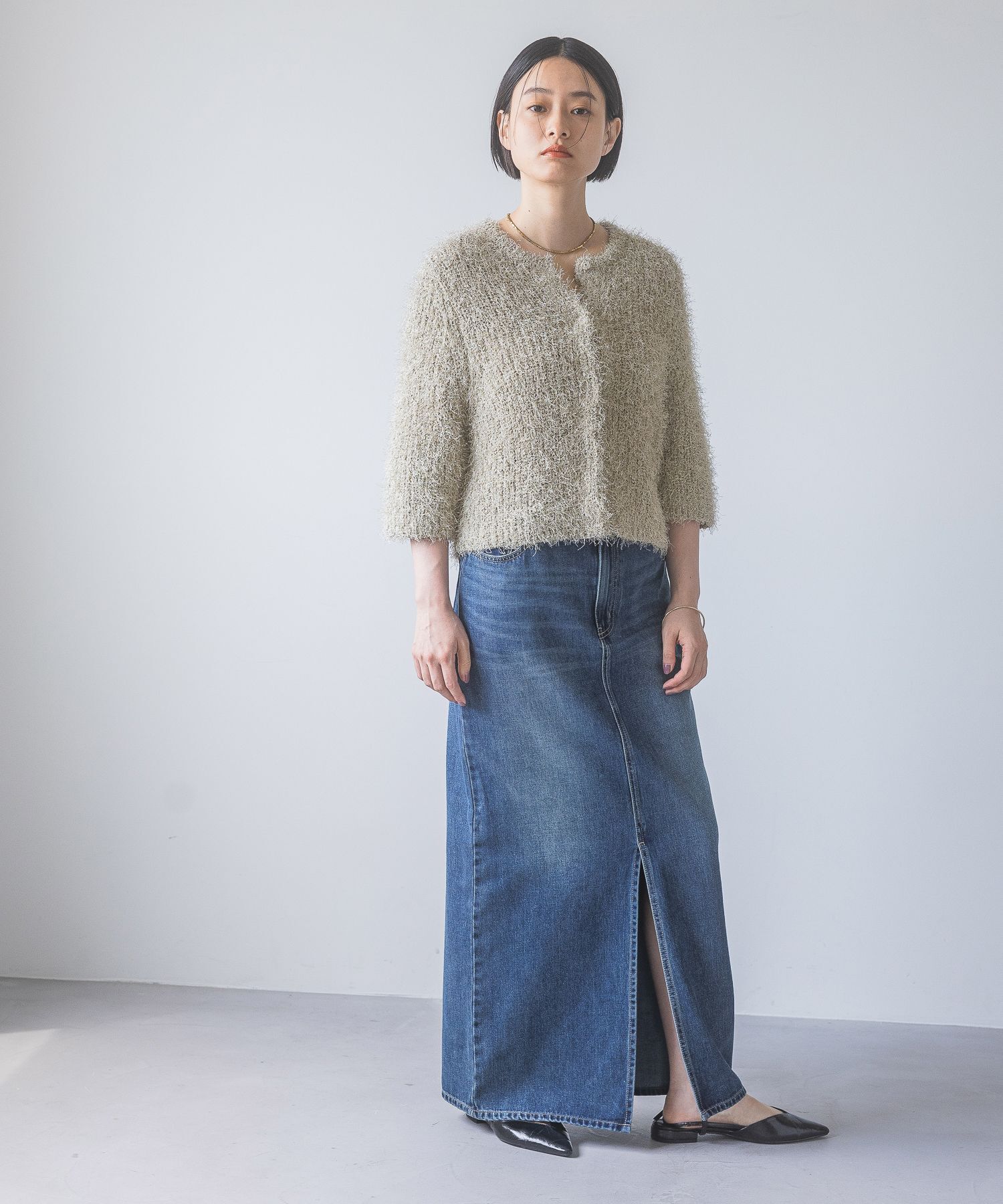 A part by 「ラメフェザーカーディガン_半袖」|ニット・セーター|