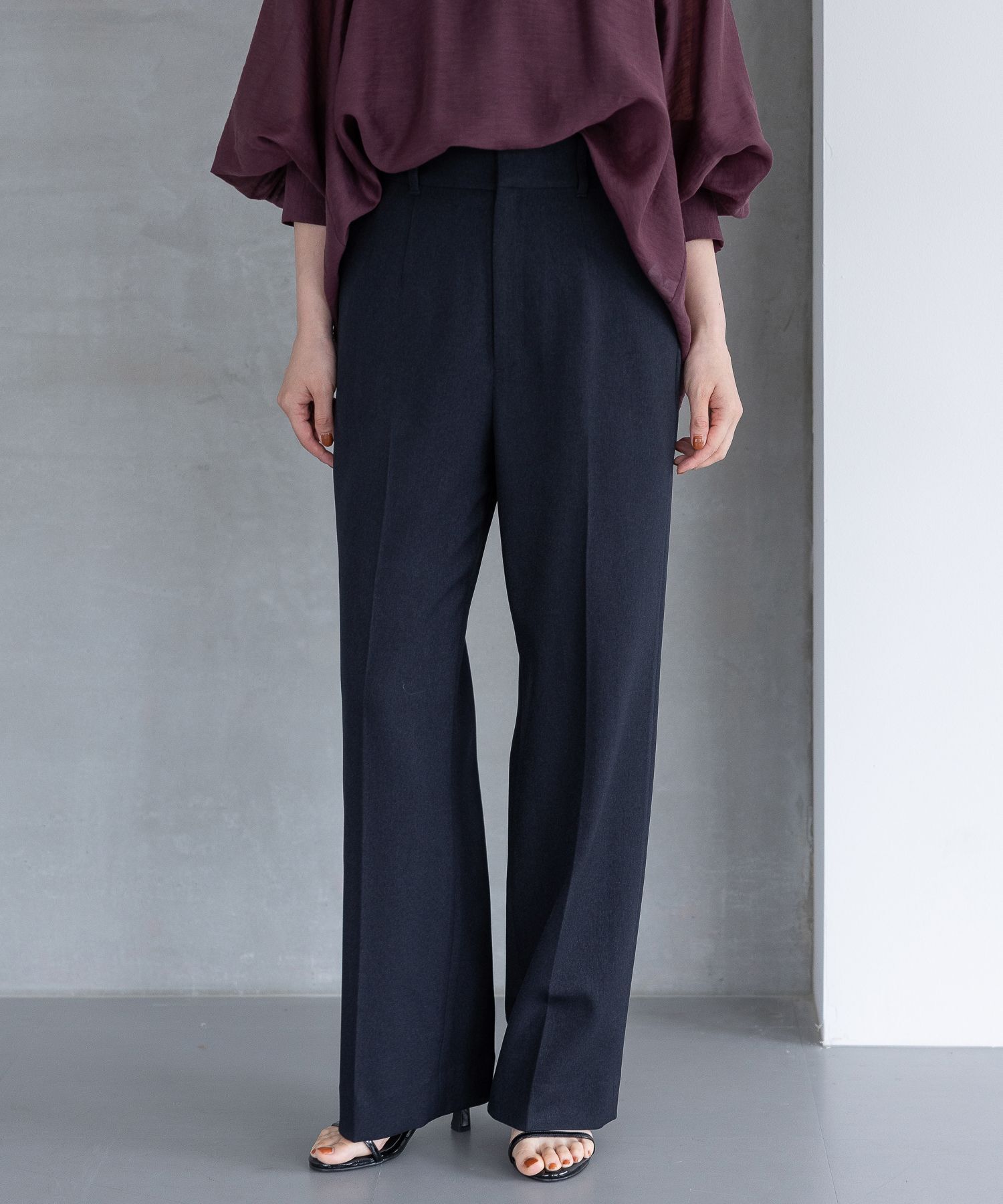 A part by 「【セットアップ対応】Ｗライクストレートパンツ」|スラックス|ネイビー