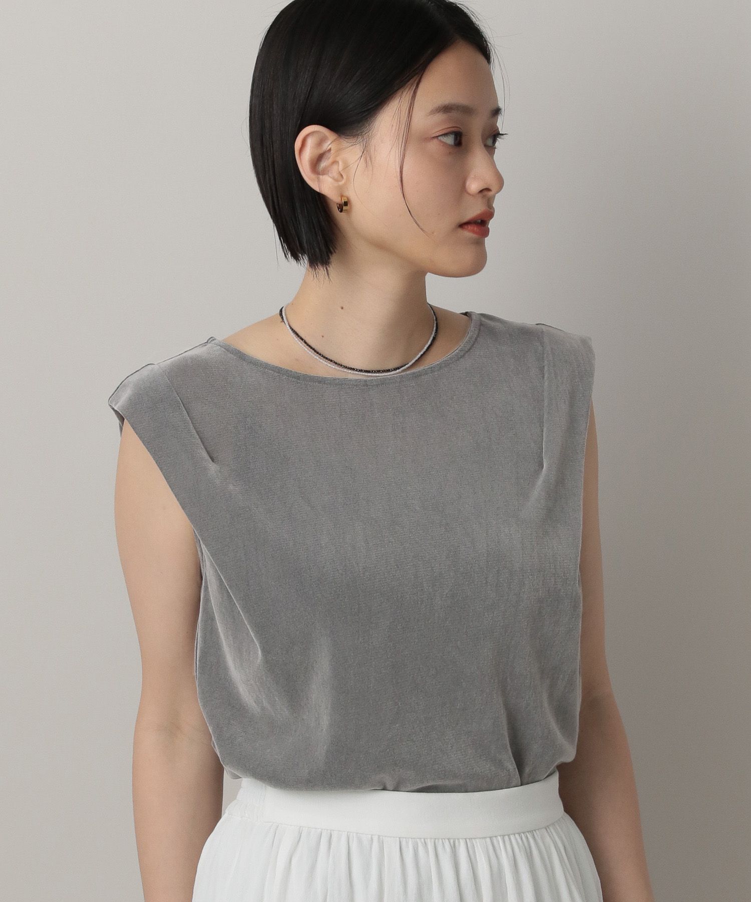 A part by 「ベロアタックスリーブノースリーブ」|Tシャツ・カットソー|ライトグレー