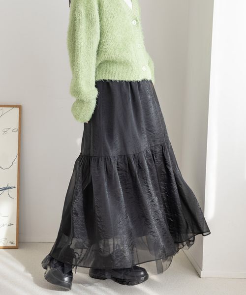 LOWRYS FARM「シアーボリュームスカート」|スカート|BLK