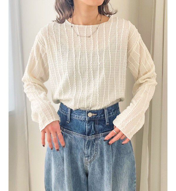 LOWRYS FARM「ジャガードフリンジＬＳ」|Tシャツ・カットソー|