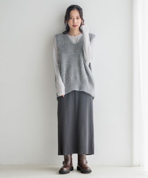 LOWRYS FARM「カットリブタイトスカート」|スカート|