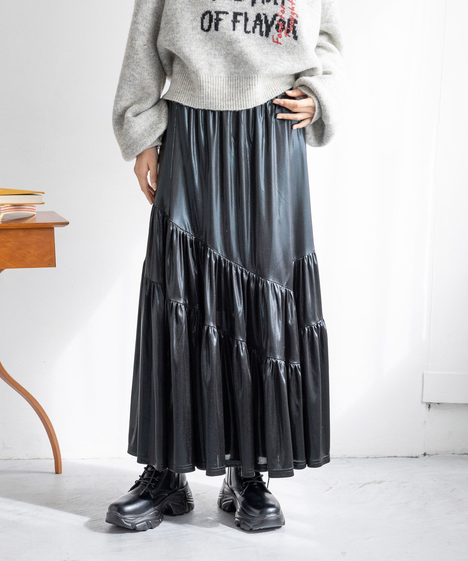 LOWRYS FARM「グリッタープリーツスカート」|スカート|