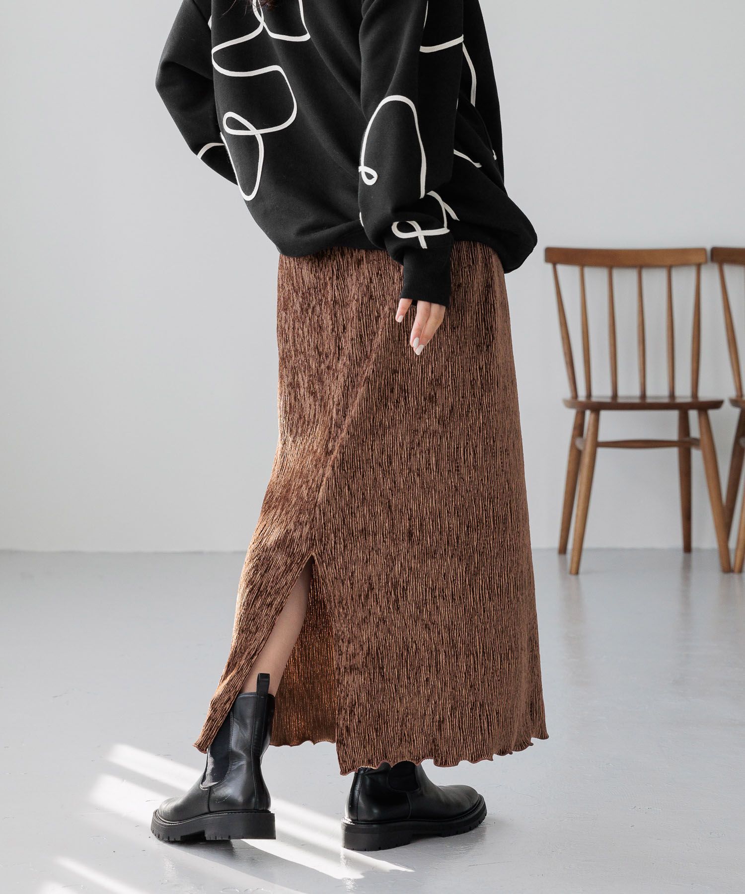 LOWRYS FARM「シャイニーベロアタイトスカート」|スカート|