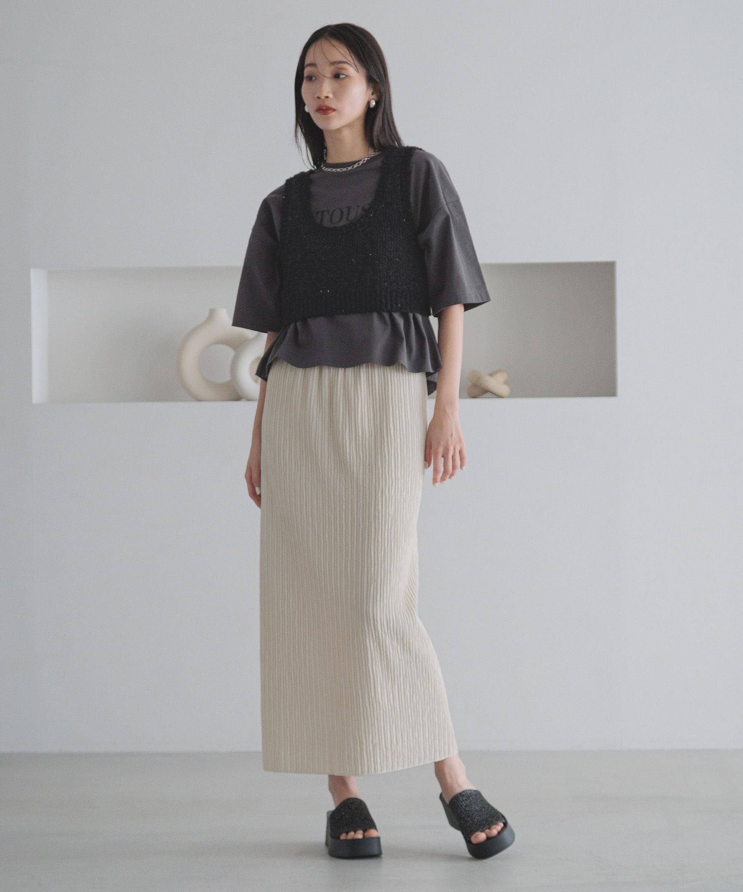 LOWRYS FARM「ジャガードプリーツスカート」|スカート|