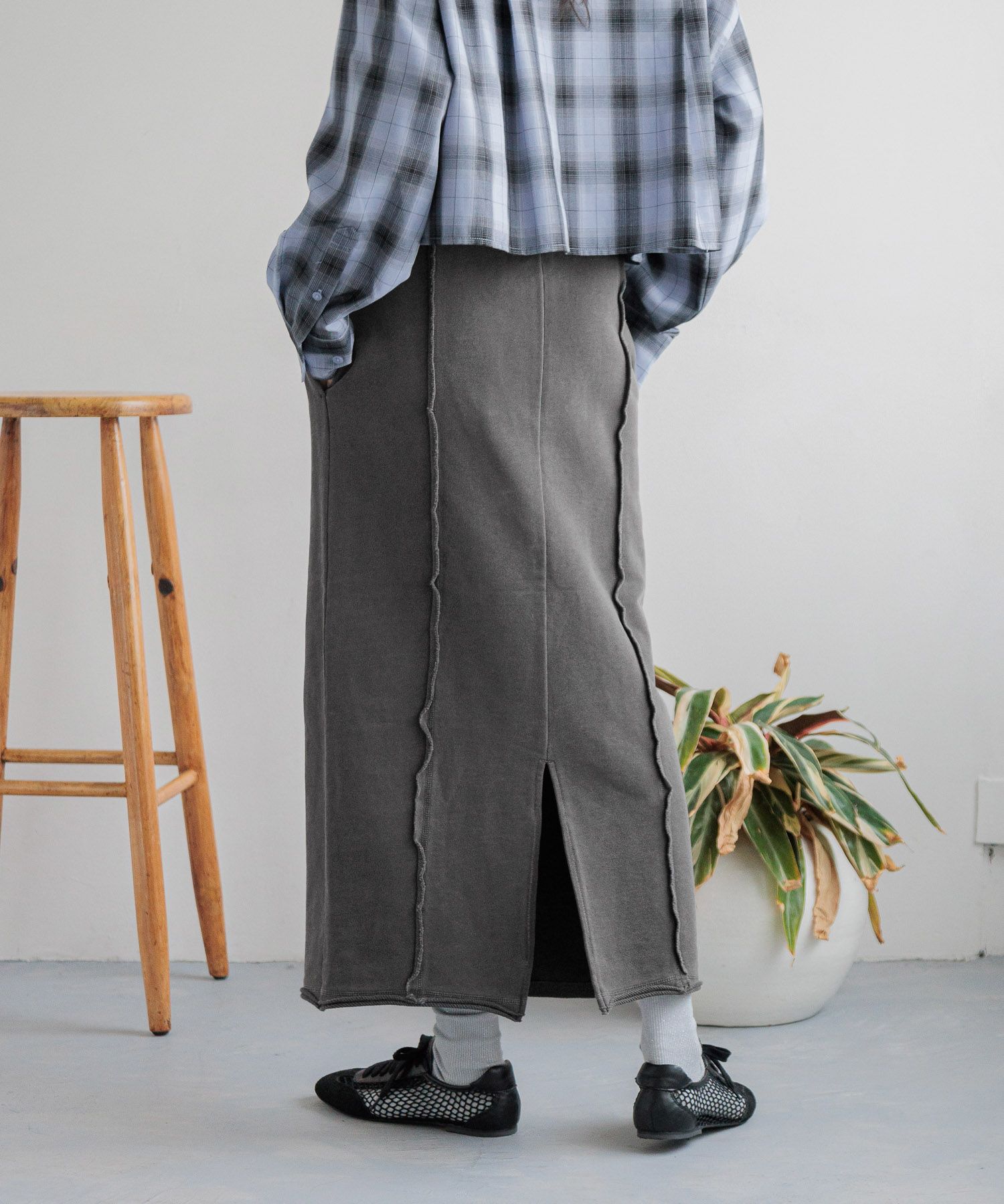 LOWRYS FARM「リメイクスウェットタイトスカート」|スカート|