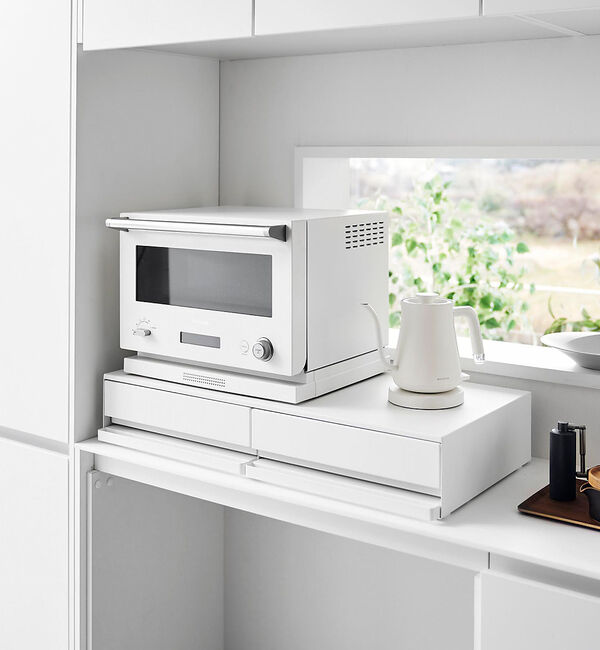 collex「【tower】2wayキッチン家電下引き出し＆スライドテーブル タワー W80」|食器・キッチングッズ|ホワイト