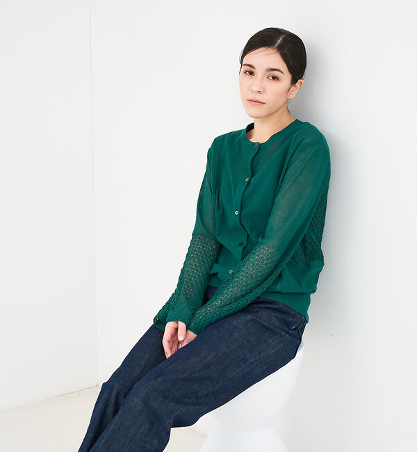 collex「リネンタッチ透かし柄カーディガン」|カーディガン|