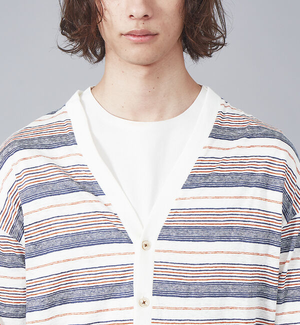 ABAHOUSE「リネン ジャージー マルチボーダー カーディガン」|カーディガン|