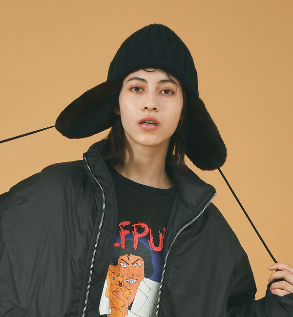 ABAHOUSE「【RUBEN/ルーベン】EARCOVER FUR CAP/イヤーカバー付きボアニ」|その他|ブラック