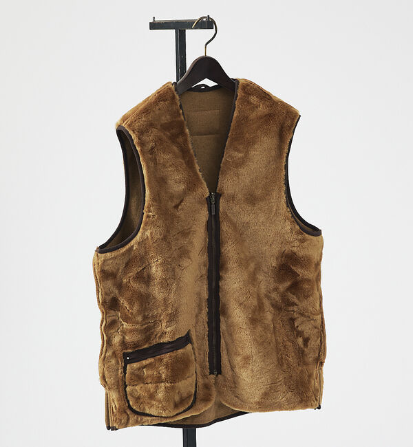 ABAHOUSE「【BARBOUR / バブアー】フロントジップ ファー ライナー ベスト」|ベスト・ジレ|ブラウン