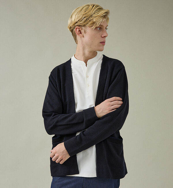 ABAHOUSE「バイアスジャガード 1ボタン カーディガン」|カーディガン|