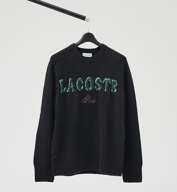 ABAHOUSE「【LACOSTE / ラコステ】ブランドネームロゴシャギーニッティングセーター」|ニット・セーター|ブラック
