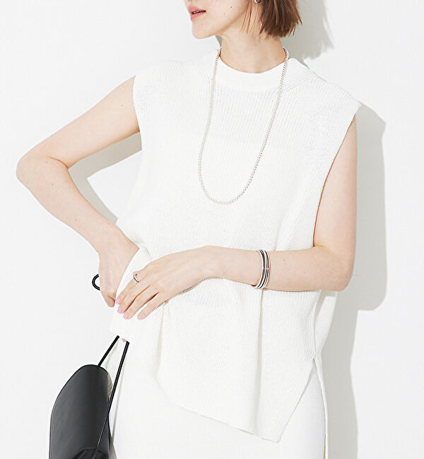 Rouge vif「【セットアップ対応】麻混片畦ニットベスト」|ニット・セーター|オフホワイト