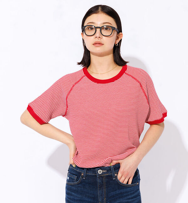 Rouge vif「【FRUIT OF THE LOOM】ボーダーTシャツ / ワッフル / 半袖」|Tシャツ・カットソー|ピンク