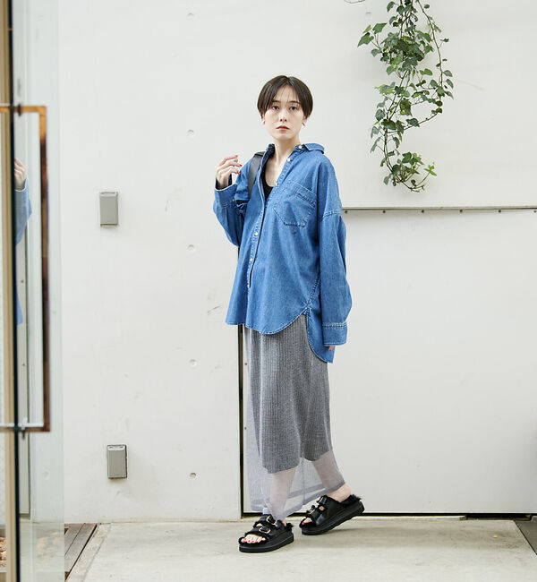 Rouge vif「針抜きリブシアーメタリックニットスカート」|スカート|