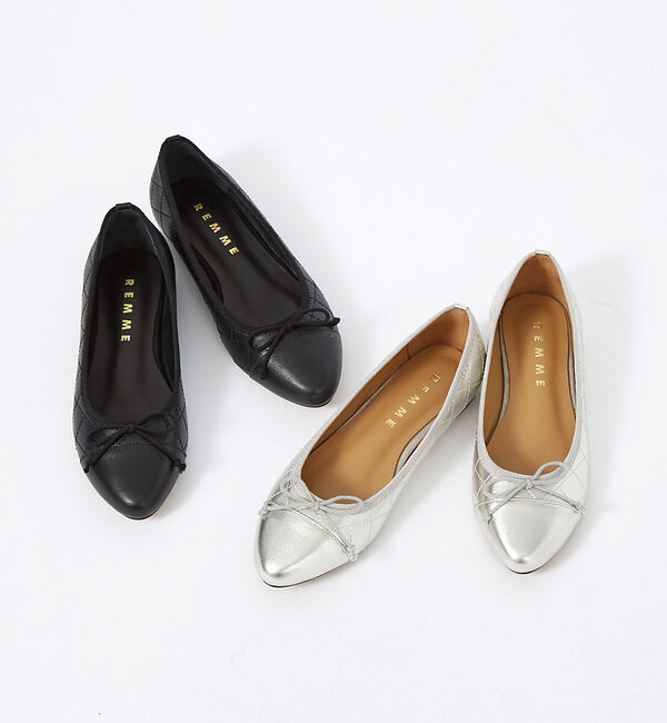 Rouge vif「【REMME / レメ】キルティングバレエシューズ / シルバー / ブラック」|バレエシューズ|