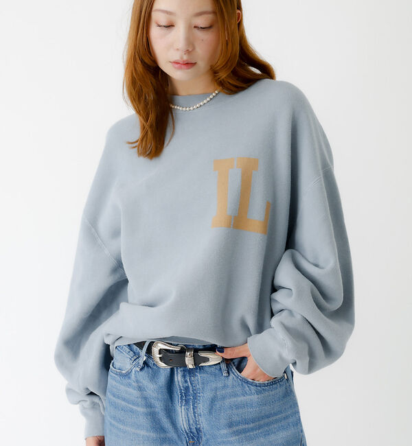 Rouge vif「【REMI RELIEF / レミレリーフ】SP加工起毛裏毛クルー "IL" /」|スウェット・ジャージ|サックスブルー