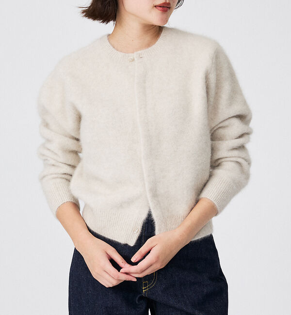 Rouge vif「【Le Melange/ル・メランジュ】前後2WAY クルーネックカーディガン」|ニット・セーター|アイボリー