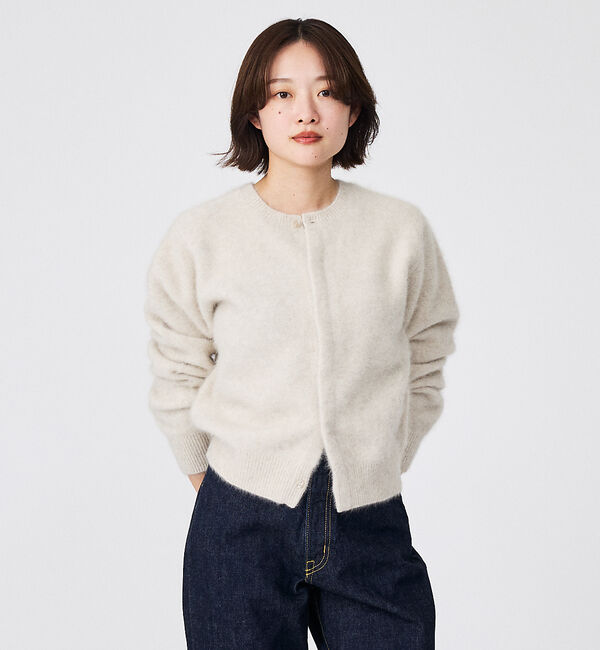 Rouge vif「【Le Melange/ル・メランジュ】前後2WAY クルーネックカーディガン」|ニット・セーター|