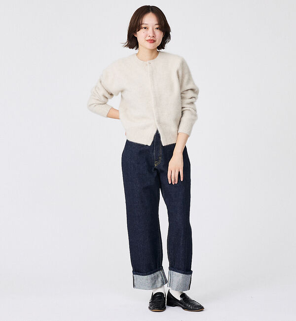 Rouge vif「【Le Melange/ル・メランジュ】前後2WAY クルーネックカーディガン」|ニット・セーター|