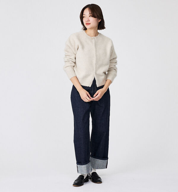 Rouge vif「【Le Melange/ル・メランジュ】前後2WAY クルーネックカーディガン」|ニット・セーター|