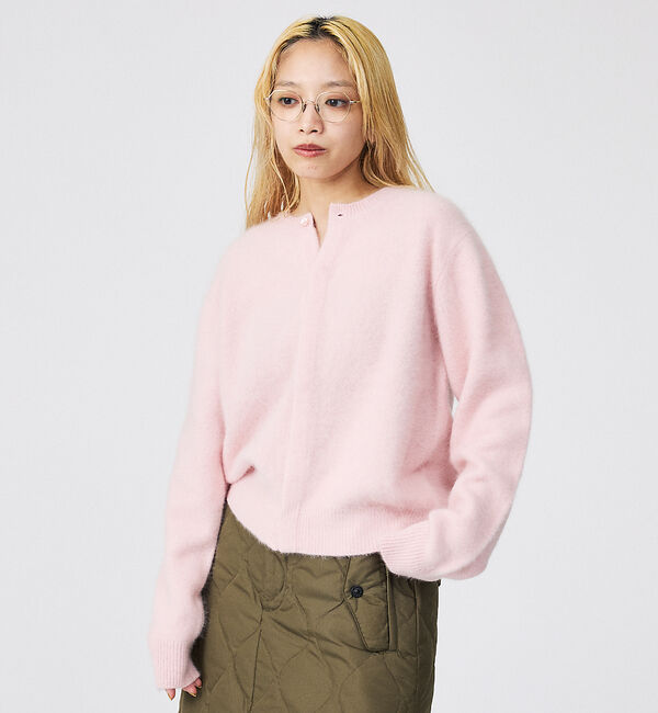 Rouge vif「【Le Melange/ル・メランジュ】前後2WAY クルーネックカーディガン」|ニット・セーター|